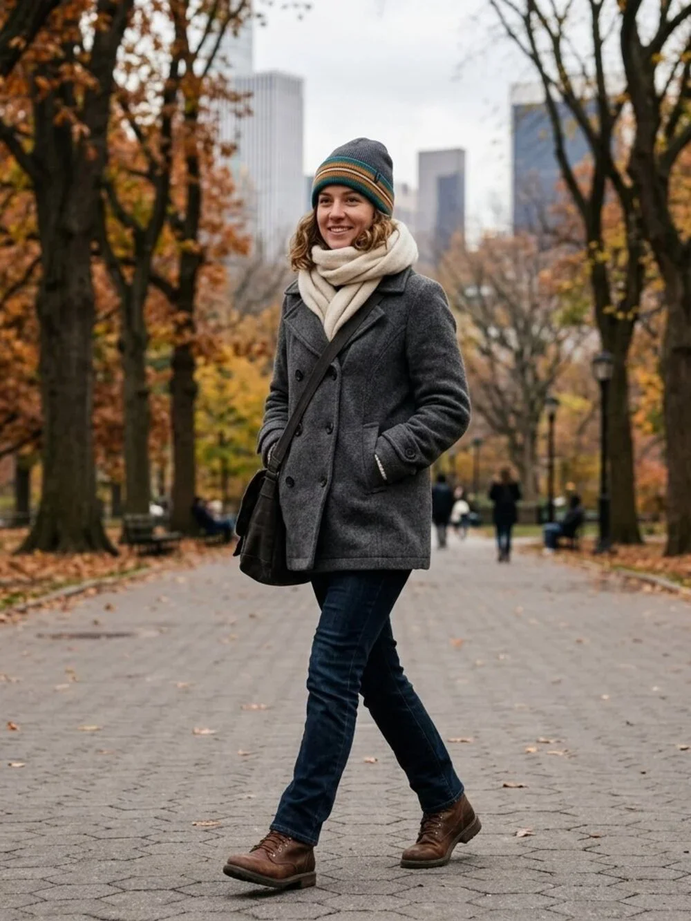 Pendleton Olympic Striped Cuff Knit Beanie Grey Wool Preppy Cozy Winter UnisexOS